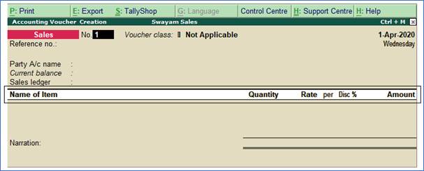 Sale Voucher with Accounting Invoice for Service Ledger in Tally.ERP9